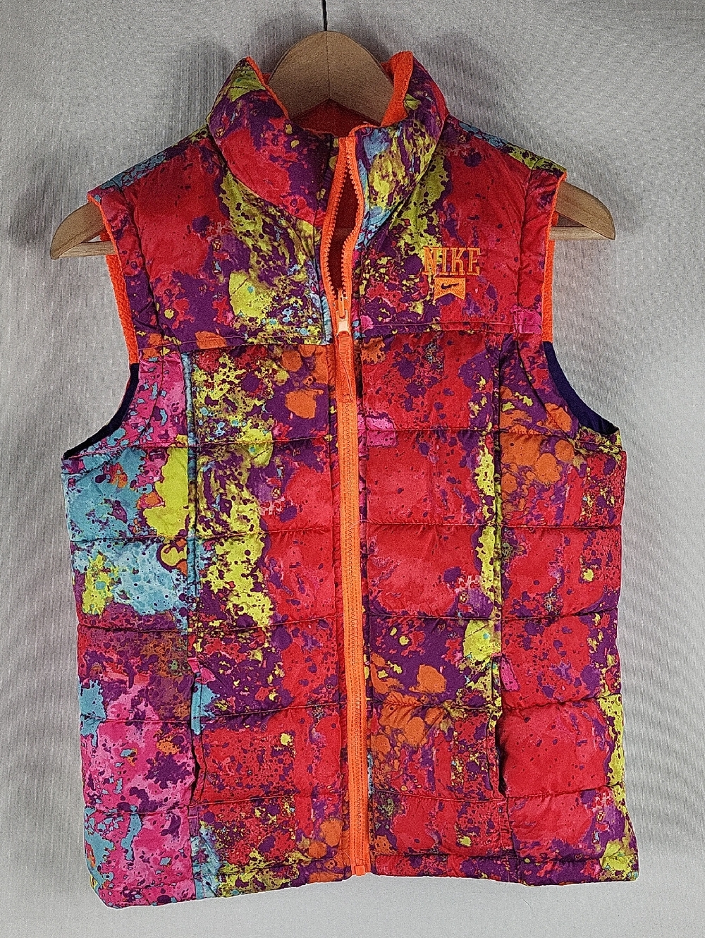 Girls Nike Reversible Full ZIp Vest And Jacket Fleece Paint Splatter 12-13Yr